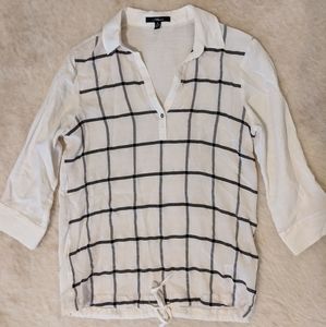 white black white stripe crinkled shirt